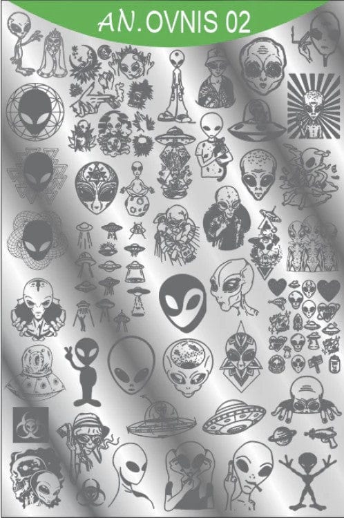 Mundo De Unas Stamping Plates MDU AN. OVNIS 02/ Nail Stamping Plate// Nail Stamping Plate/ Ovnis / Alien