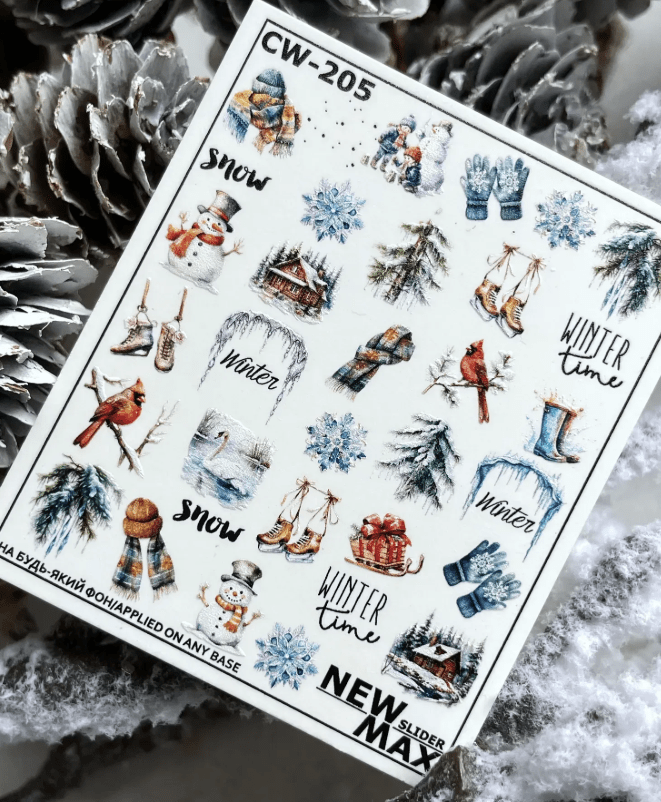 New Max 2D Nail Decal CW-205 / Nail Water Decal, Christmas / Winter / Snow