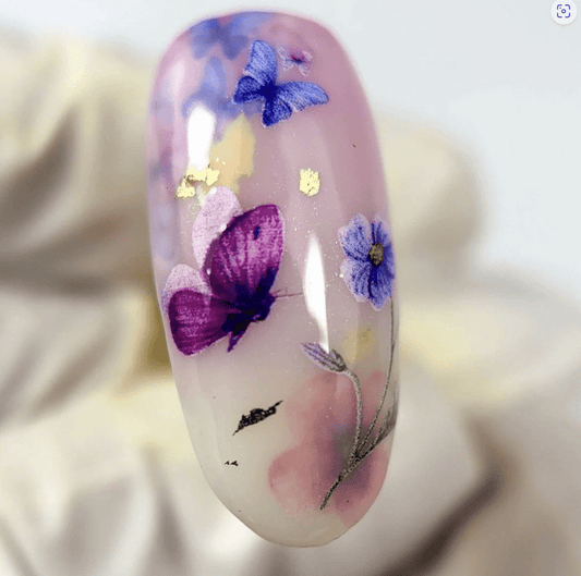 New Max 2D Nail Decal CW-75 / Nail Decal 2D/ Pink and Purple Butterflies