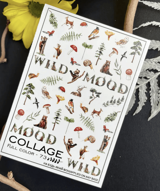 New Max 2D Nail Decal FC-73 / Nail Decal 2D Forest Animals / Deer, Bear