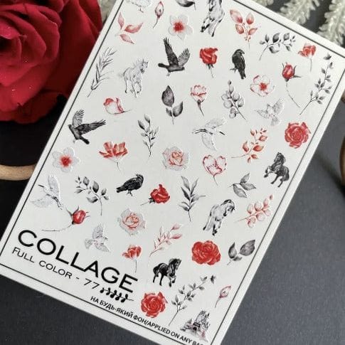 New Max 2D Nail Decal FC-77 / Nail Decal 2D / Spring Flowers/ Gothic/ Raven/ Crow