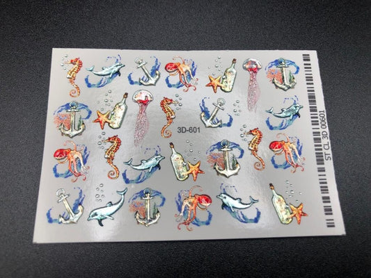 XND Products Nail Water Decal /Summer/ Dolphin/ Octopus/ Ocean / Waterslide / Decals / Nail waterslide decals/ Nail art/ Marine/ Sea
