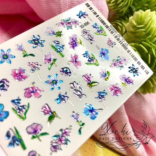 XND Products 3D Crystal Nail Decal 381618 / 3D Crystal Floral Nail Decal