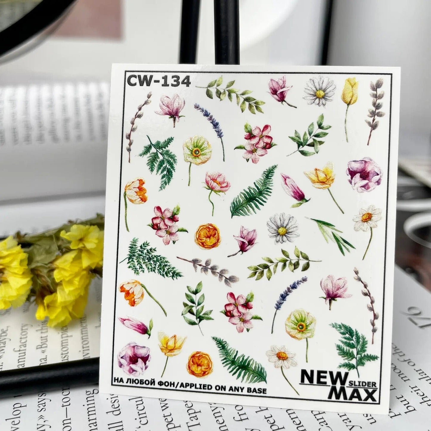 New Max 2D Nail Decal CW-134 / Nail Decal 2D / Floral/Plants /Floral Nails
