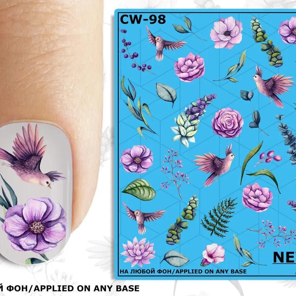 New Max 2D Nail Decal CW-98 / Nail Decal 2D / Floral & Plants / Spring Nails