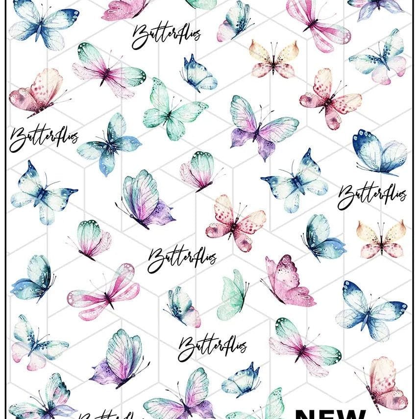 New Max 2D Nail Decal CW-160 / Nail Decal 2D/ Butterfly/ Butterflies/ Spring