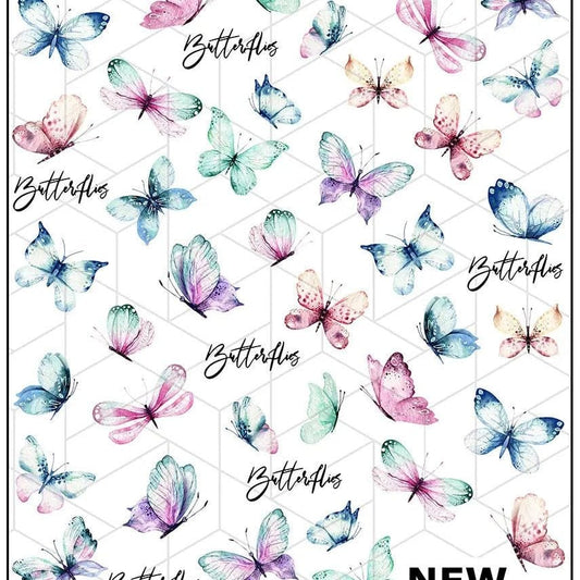 New Max 2D Nail Decal CW-160 / Nail Decal 2D/ Butterfly/ Butterflies/ Spring