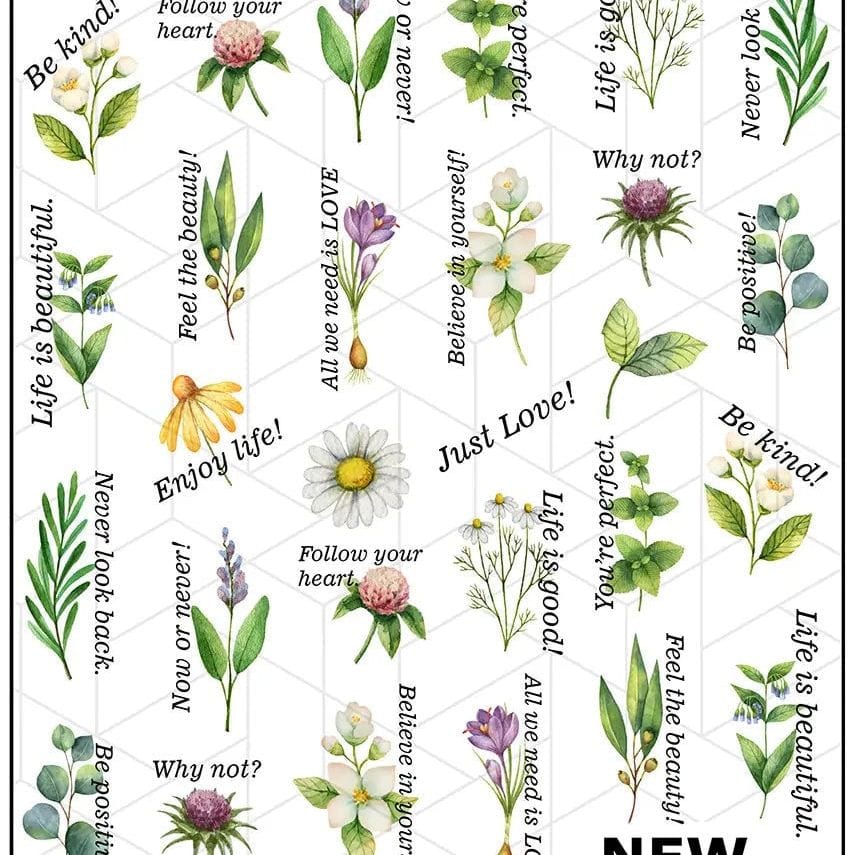 New Max 2D Nail Decal CW-144 / Nail Decal 2D/Floral/Plants /Foliage