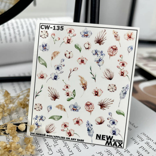 New Max 2D Nail Decal CW-135 / Nail Decal 2D/ Tropical/ Floral