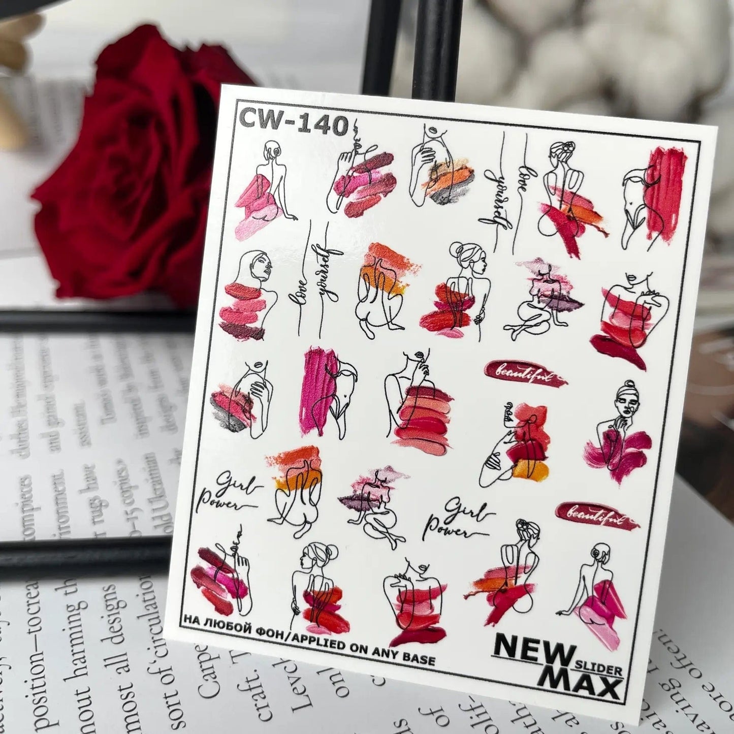 New Max 2D Nail Decal CW-140 / Nail Decal 2D/ Abstract Nails/ Line Art