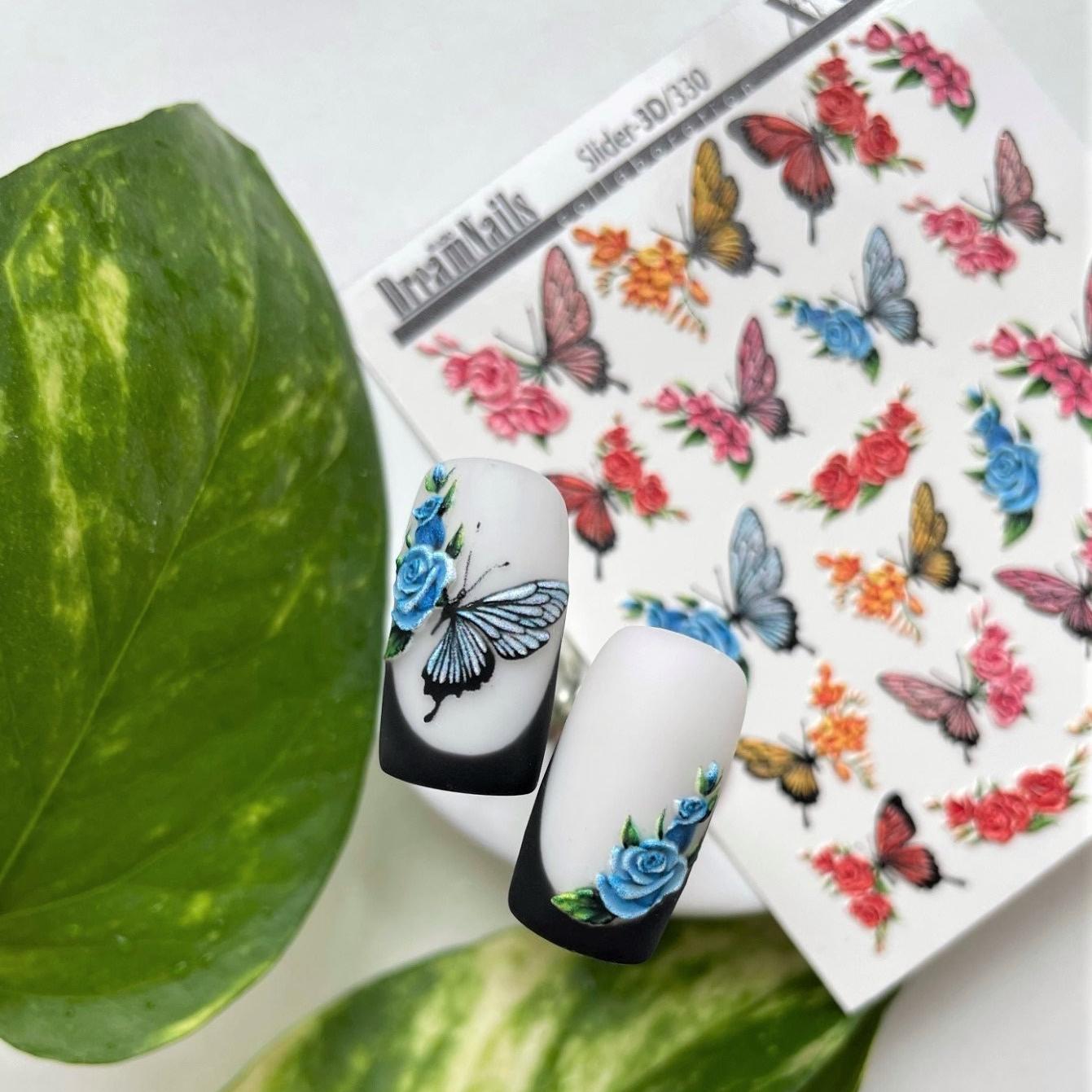 XND Products 3D Nail Decal 3D-330 / 3D Nail Decal, Butterflies