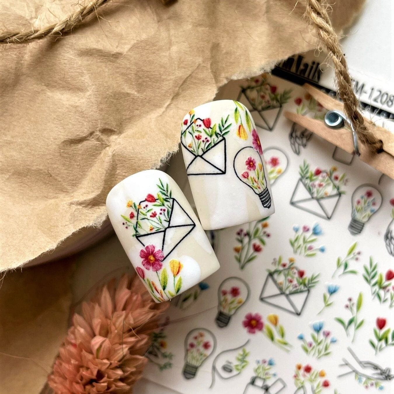 XND Products 2D Nail Decal TM-1208 / Nail Decal 2D/ Floral & Plants/Spring