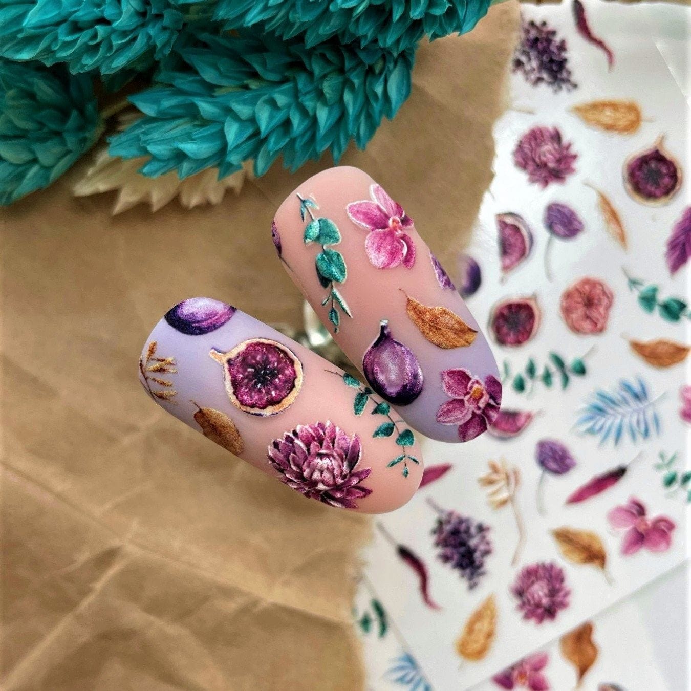 XND Products 2D Nail Decal TM-1230 / Nail Decal 2D/ Floral & Plants/ Purple/Fig/ Flowers