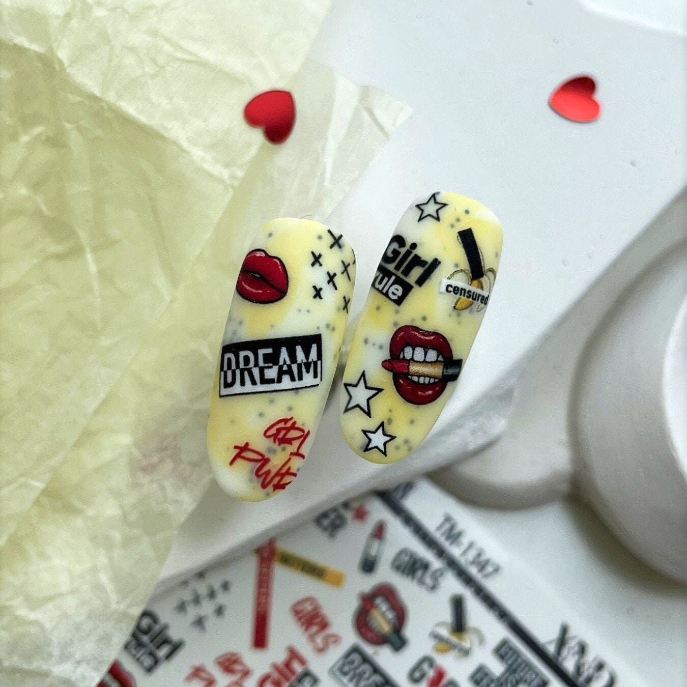 XND Products 2D Nail Decal TM-1347 / Nail Decal 2D / Girl Power / Letters / Rock / Punk