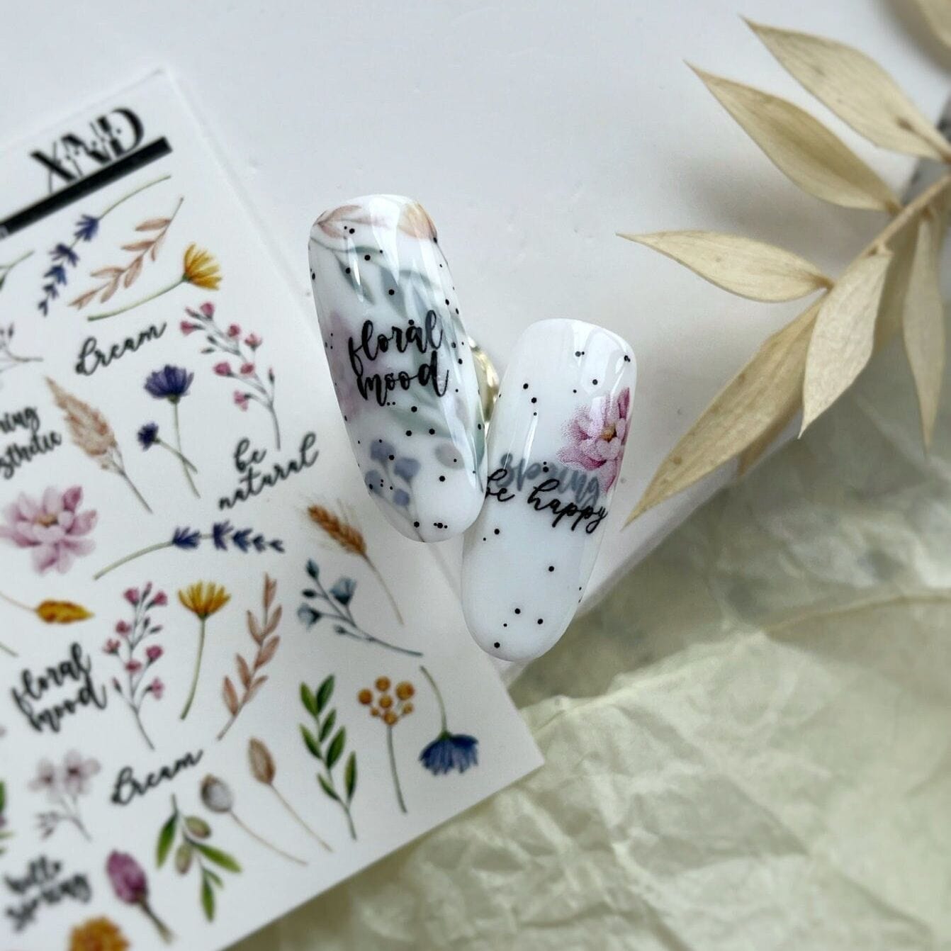 XND Products 2D Nail Decal TM-1364 / Nail Decal 2D/ Floral / Plants /Foliage