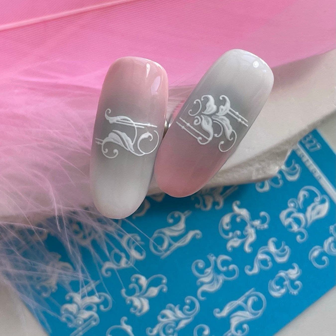 XND Products 2D Nail Decal TW-327 / Nail Decal 2D White Elements/Floral & Plants/ Flower.