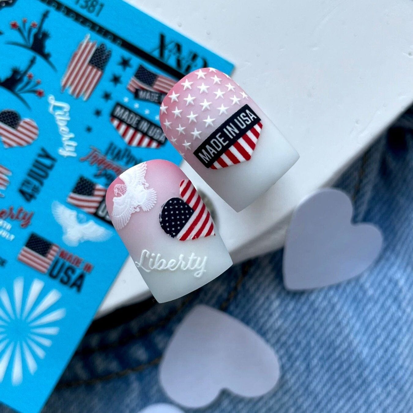 XND Products 2D Nail Decal TM-1381 / Patriotic Nail Decal 2D/ 4th of July / Independence Day / USA
