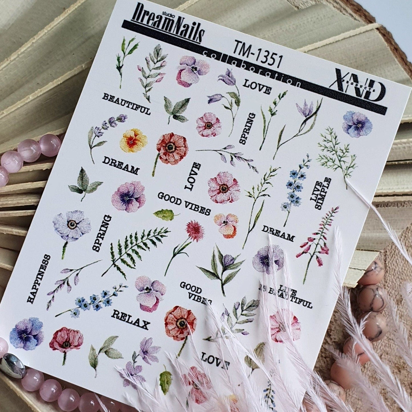 XND Products 2D Nail Decal TM-1351 / Nail Decal 2D/Floral/Plants /Foliage/ Greenery