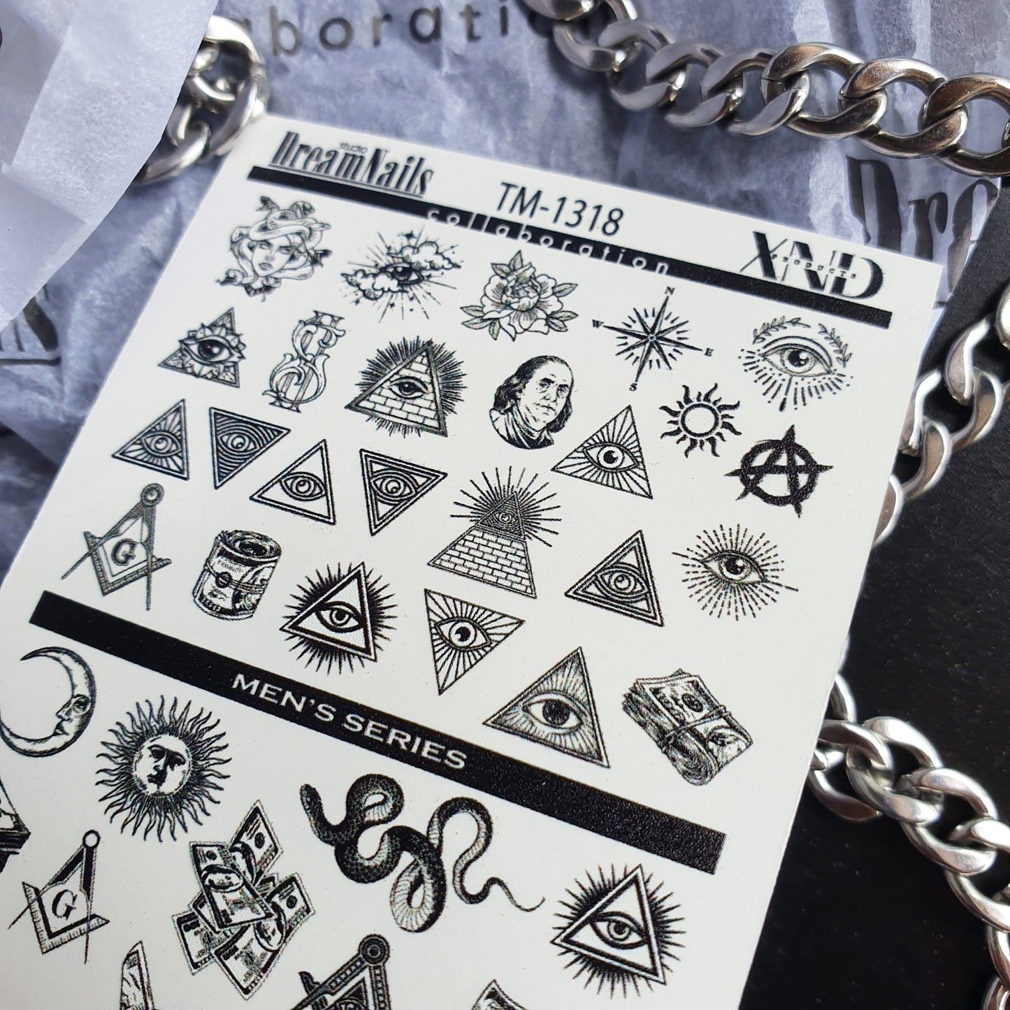 XND Products 2D Nail Decal TM-1318 / Nail Decal 2D / Men series/ Symbols / Dollar Bill