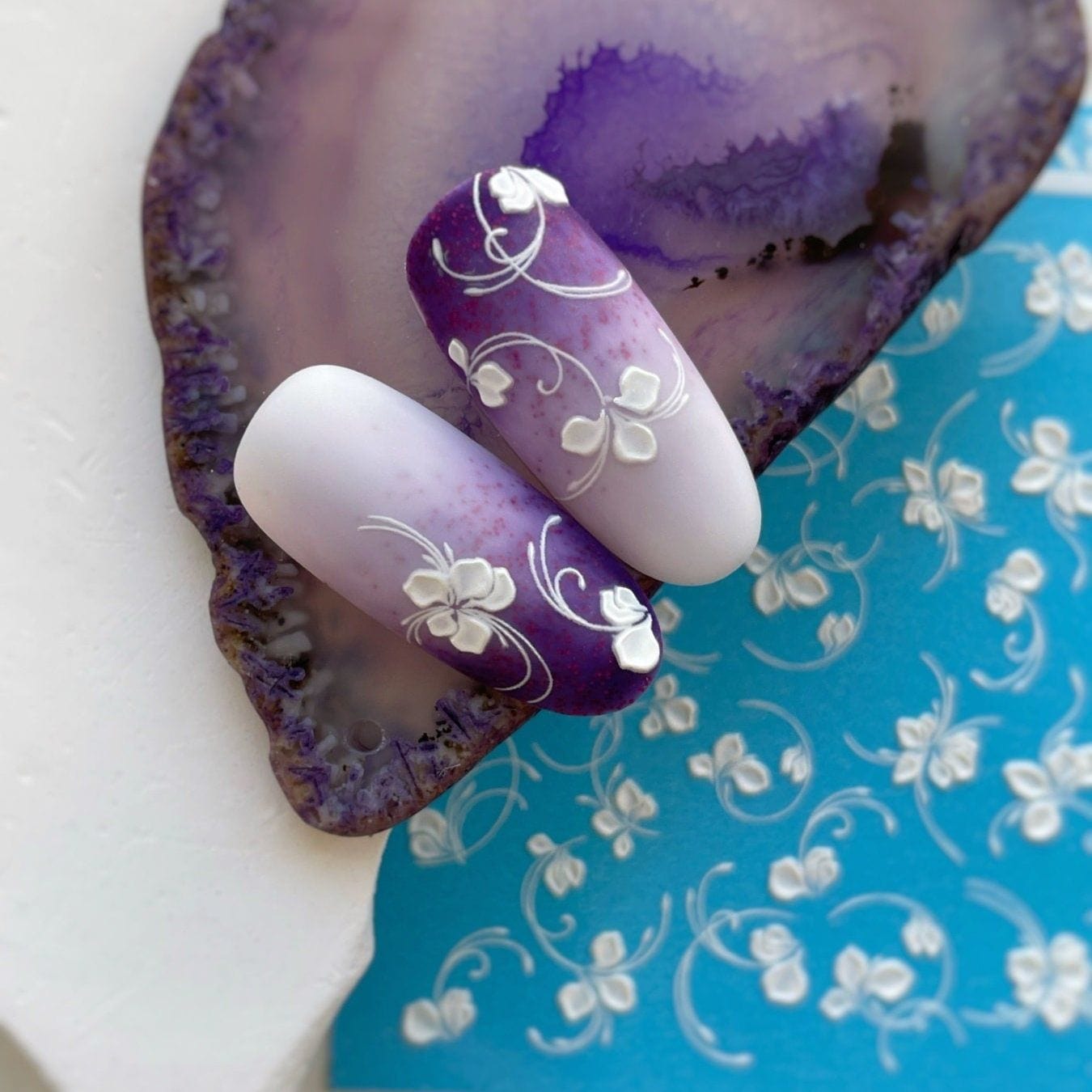 XND Products 3D Nail Decal 3D-323 / 3D Nail Decal/ White Elements