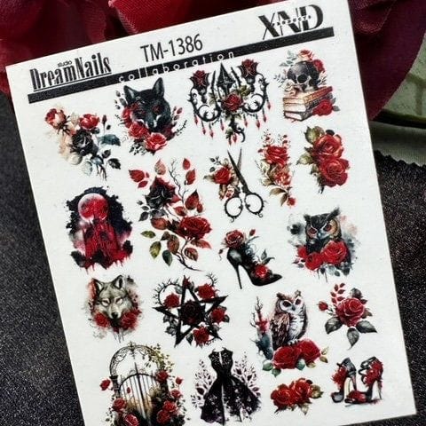 XND Products 2D Nail Decal TM-1386 / Nail Decal 2D/ Gothic Nails / Dark / Halloween / Witchcraft