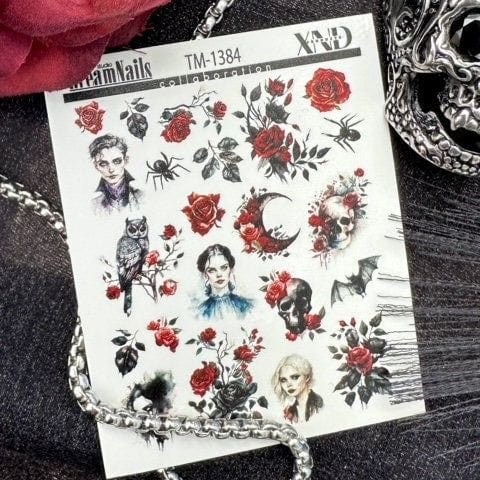 XND Products 2D Nail Decal TM-1384 / Nail Decal 2D/ Gothic / Dark /Romance / Vampire