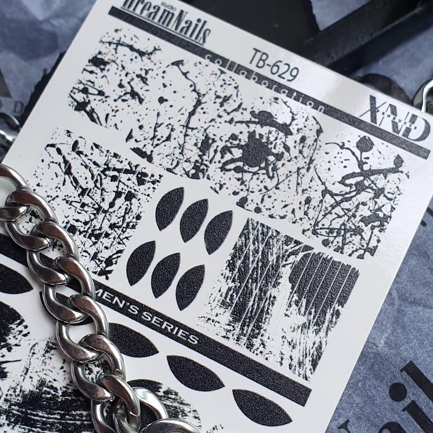 XND Products 2D Nail Decal TB-629 / Nail Decal 2D / Manicure for Men / Mens Gift /Metal Nail Art
