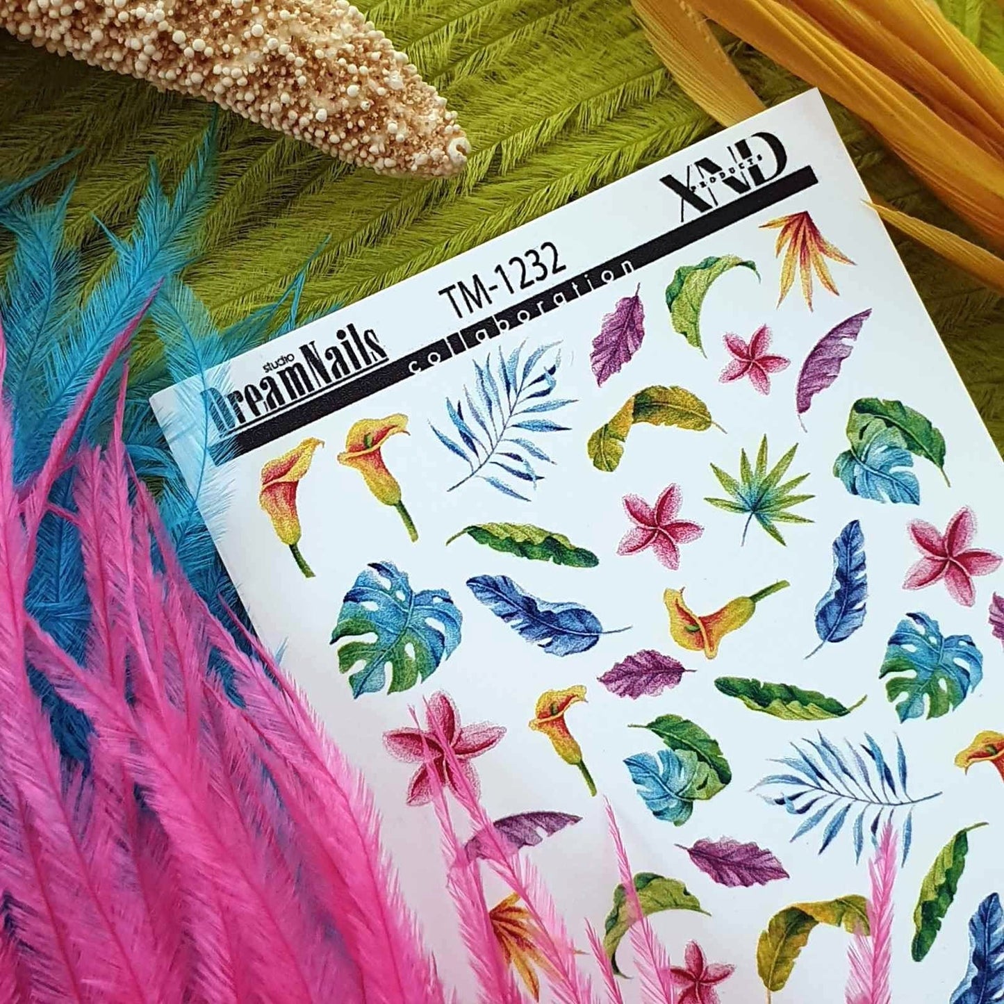 XND Products 2D Nail Decal TM-1232 / Nail Decal 2D/ Floral & Plants/ Summer/ Tropical