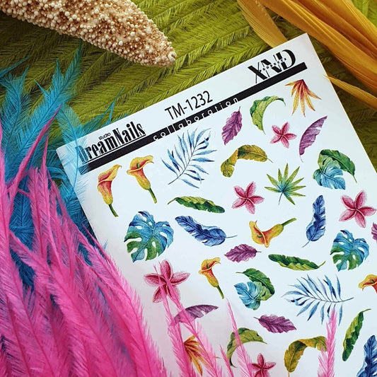 XND Products 2D Nail Decal TM-1232 / Nail Decal 2D/ Floral & Plants/ Summer/ Tropical