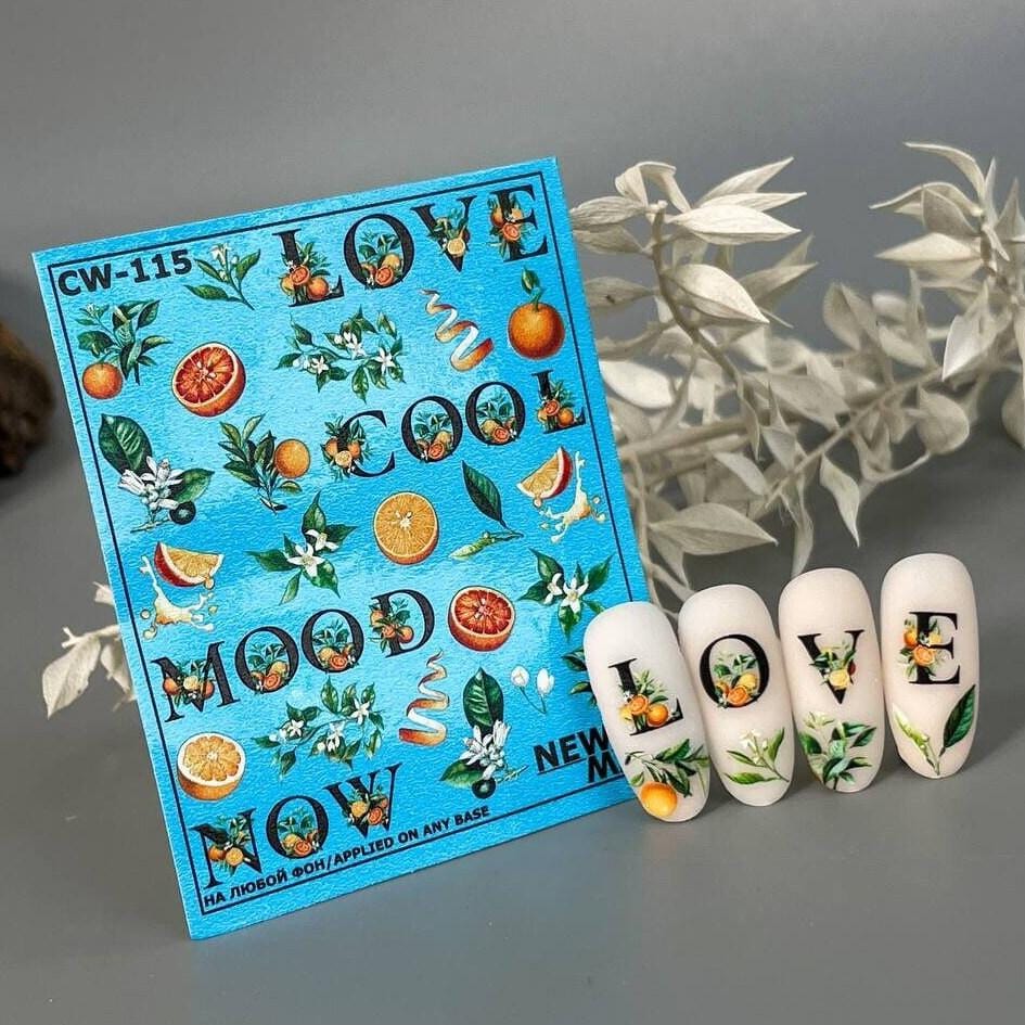 New Max 2D Nail Decal CW-115 / Nail Decal 2D / Fruit/ Orange/Citrus/ Love
