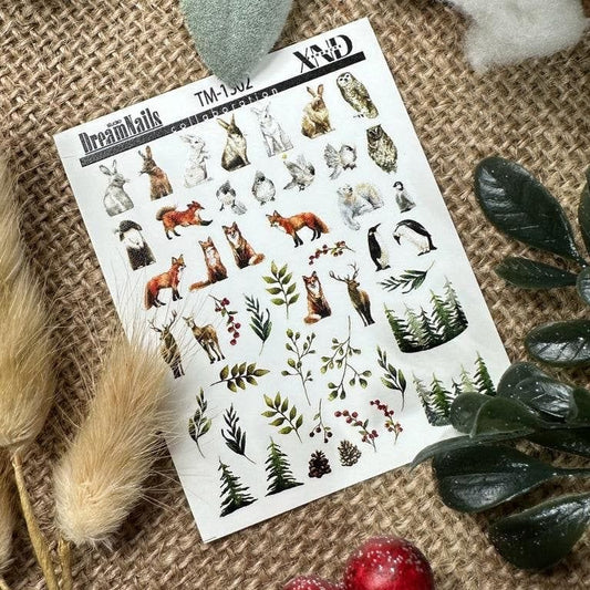 XND Products 2D Nail Decal TM-1302 / Nail Decal 2D Winter Scene/Foliage/ Winter