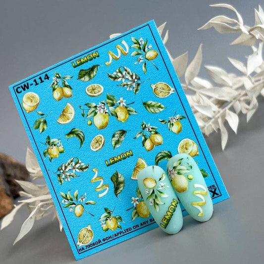 New Max 2D Nail Decal CW-114 / Nail Decal 2D / Fruit/ Lemon/Citrus/ Fruit Nails