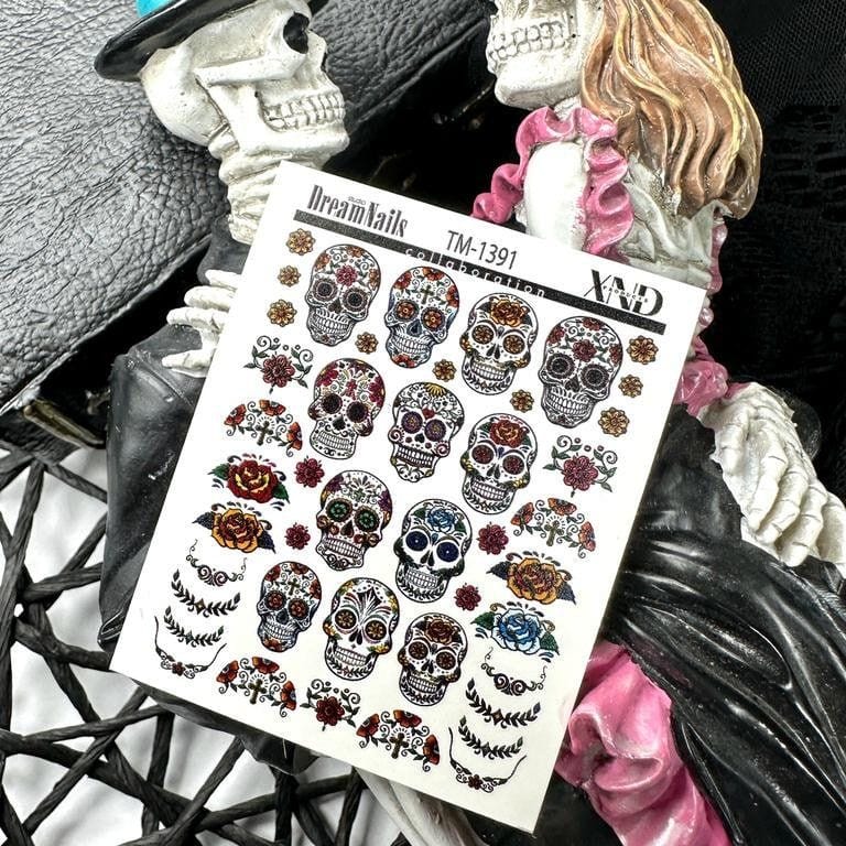 XND Products 2D Nail Decal TM-1391 / Nail Decal 2D / Day of the Dead/ Cultural Heritage/Calaveras