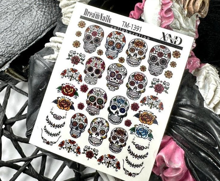 XND Products 2D Nail Decal TM-1391 / Nail Decal 2D / Day of the Dead/ Cultural Heritage/Calaveras