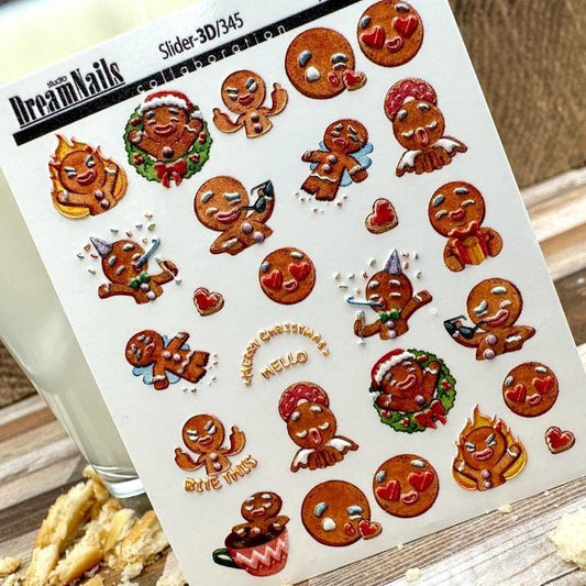 XND Products 3D Nail Decal 3D/345 / Nail Decal 3D / Christmas/ Gingerbread Man