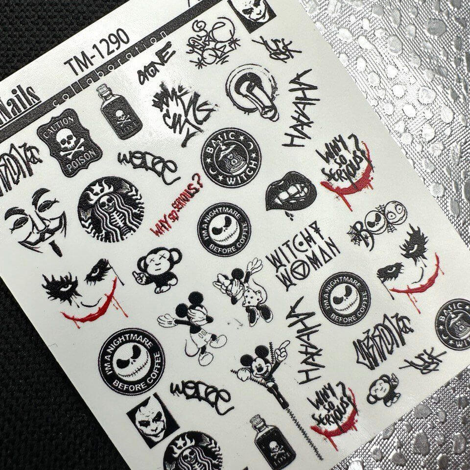 XND Products 2D Nail Decal TM-1290 / Nail Decal 2D / Halloween / Dark Clown