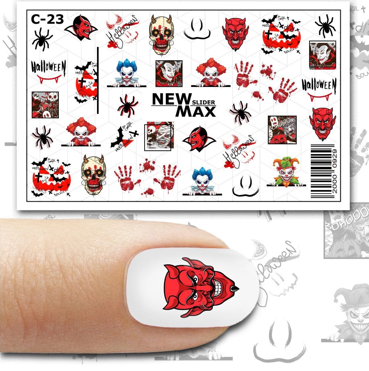 XND Products 2D Nail Decal C-23 / Nail Decal 2D /Halloween/ Spooky Nails
