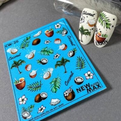 New Max 2D Nail Decal CW-20 / Nail Decal 2D, Tropical, Vacation Nails, Summer