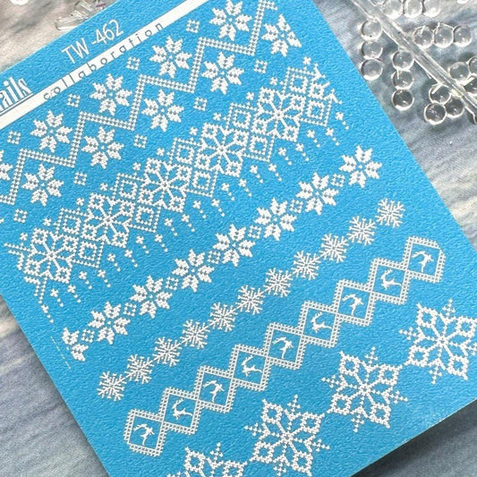 XND Products 2D Nail Decal TW-462 / Nail Decal 2D Christmas/Poinsettia Pattern/Deer/ Snowflakes