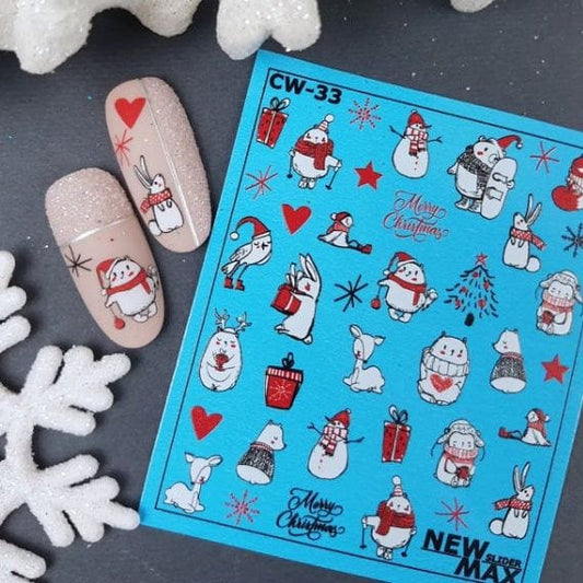 New Max 2D Nail Decal CW-33 / Nail Decal 2D  Christmas/ Animals
