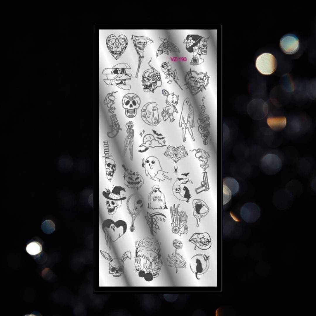 Mundo De Unas Stamping Plates VZ-193 / Nail Stamping Plate/ Halloween/Skull/Snake/Ghost / Witchcraft