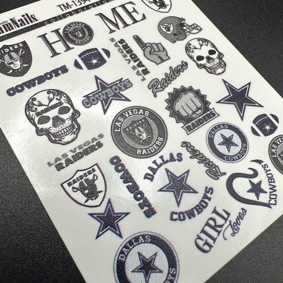 XND Products 2D Nail Decal TM-1394 / Nail Decal 2D Football Teams / NFL Team/ Cowboys/ Raiders