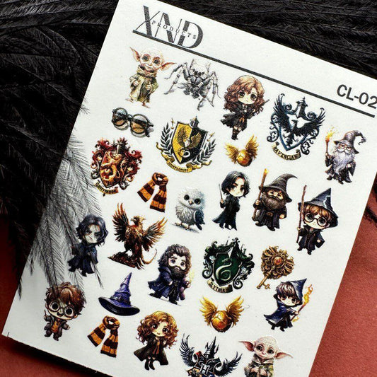 XND Products 2D Nail Decal CL-02 / Nail Decal 2D / HP inspired/ Wizard/ Magic Harry
