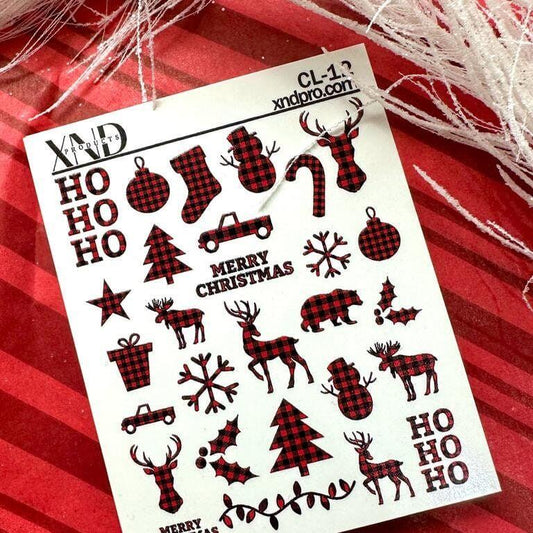 XND Products 2D Nail Decal CL-12 / Nail Decal 2D /Christmas Plaid/ Buffalo Plaid