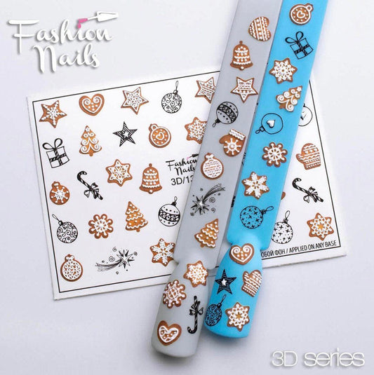 XND Products 3D Nail Decal 3D/137  / 3D Gingerbread and Christmas Cookie Nail Decals