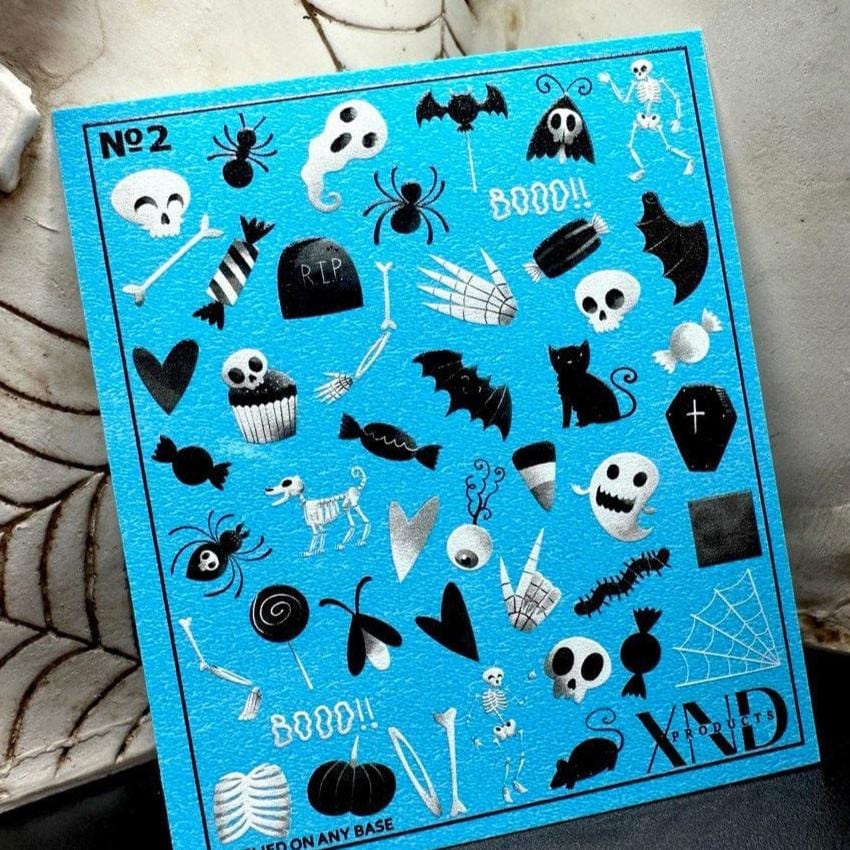 XND Products 2D Nail Decal NO.2 / Nail Decal 2D Halloween/ Skull