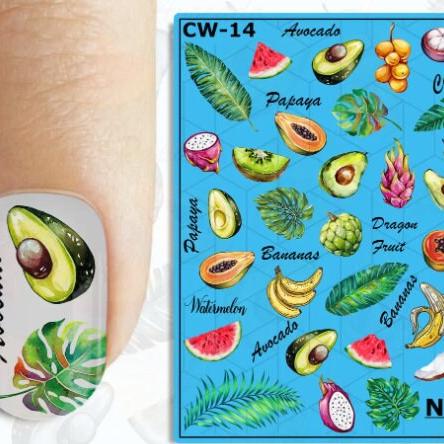 New Max 2D Nail Decal CW-14 / Nail Decal 2D/ Fruits/  Vacation /Summer