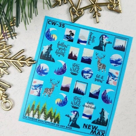 New Max 2D Nail Decal CW-35 / Nail Decal 2D/ Forest/ Polar Bear/ Deer