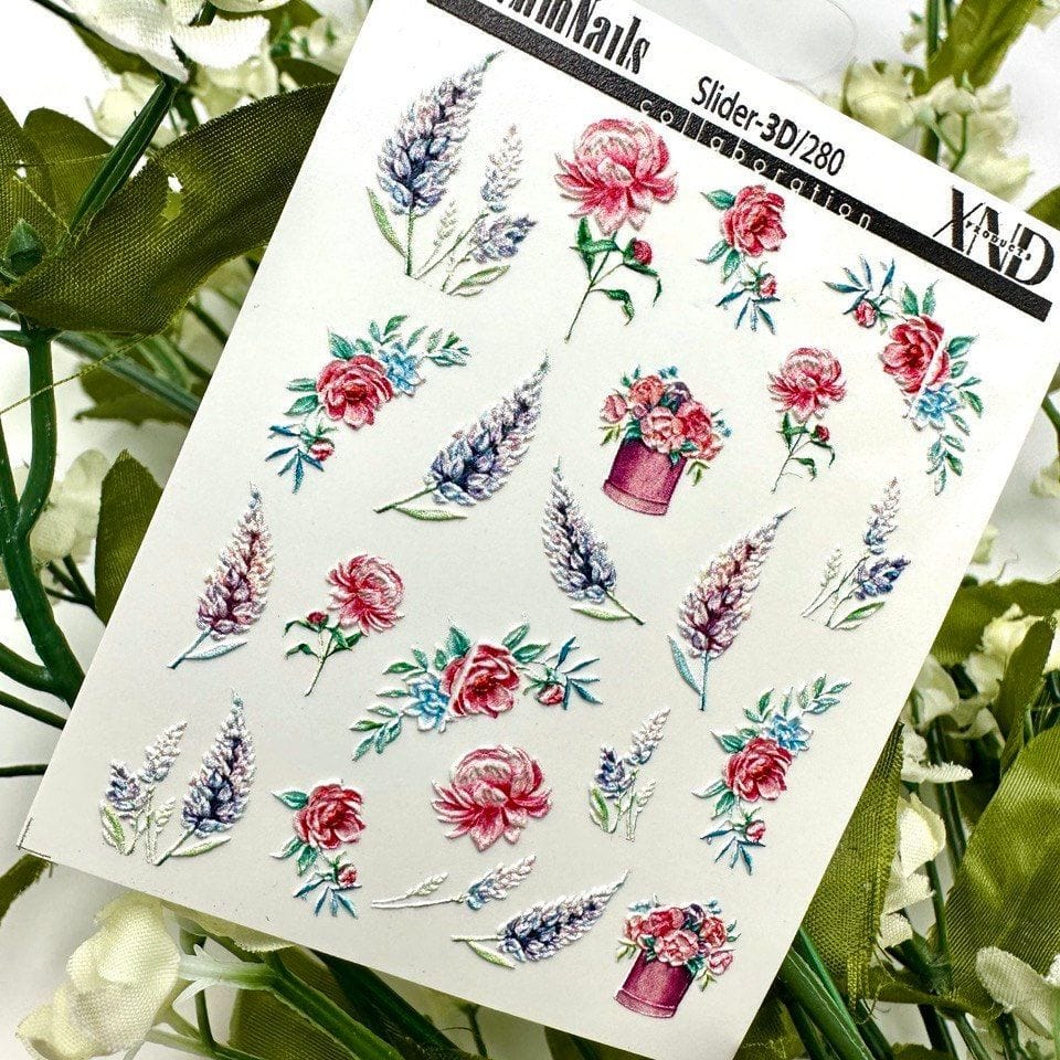 XND Products 3D Nail Decal 3D/280 / Nail Decal 3D / Flowers/ Lavander Bunch