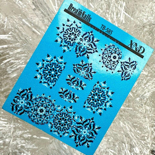 XND Products 2D Nail Decal TB-585 / Nail Decal 2D/ Snowflakes/ Christmas